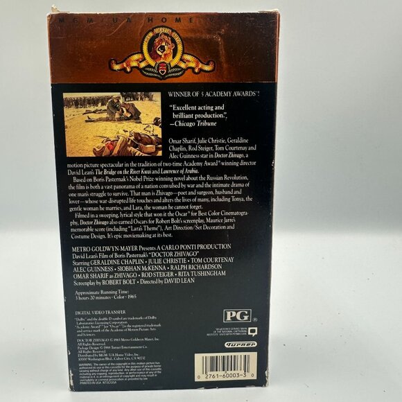 Doctor Zhivago VHS 1965 MGM David Lean Epic Drama Omar Sharif Julie Christie - Picture 2 of 3